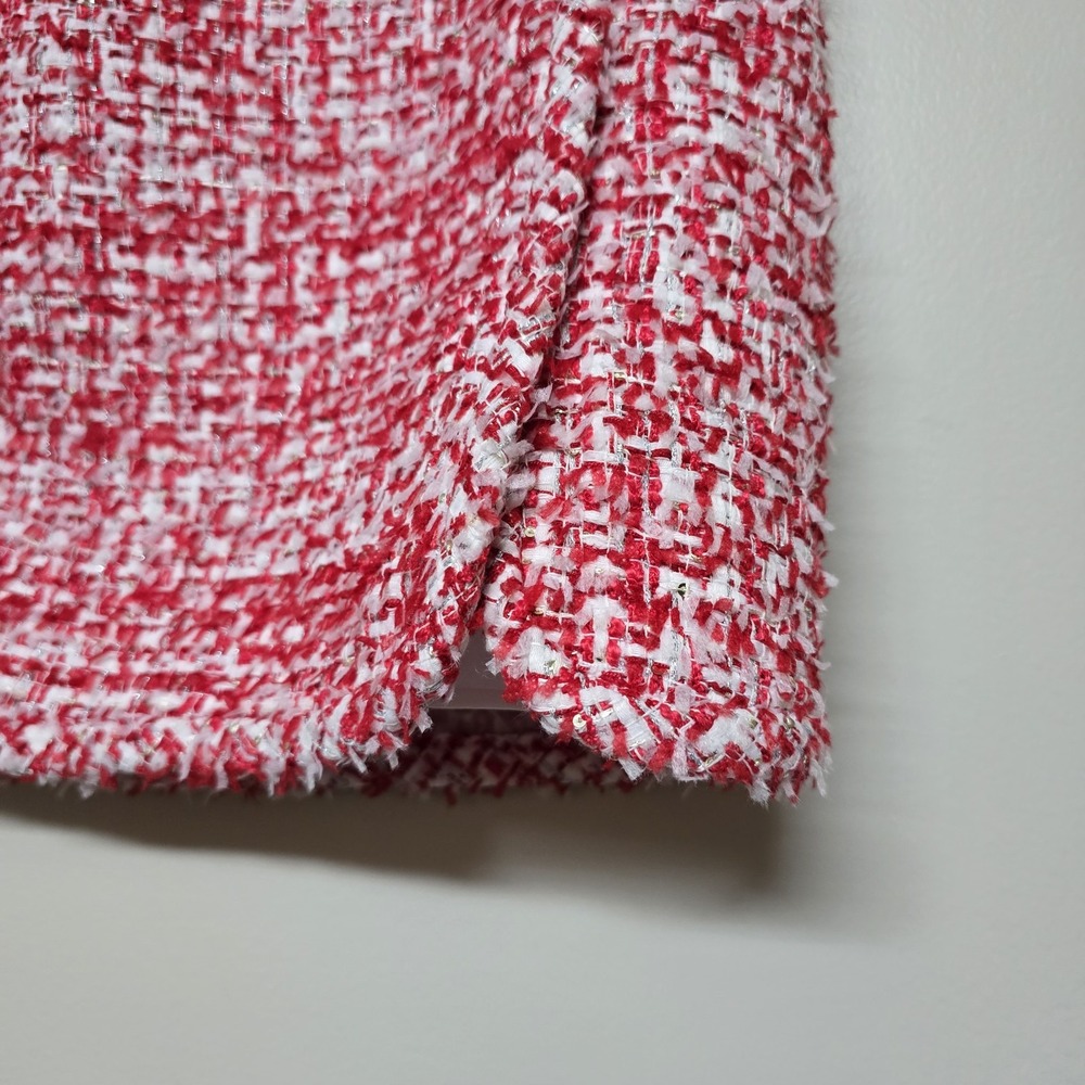 Sandro Paris Red Wrap Effect Metallic Tweed Meridan Mini Skirt Sz‎ 42 NWT $295 - Picture 3 of 12